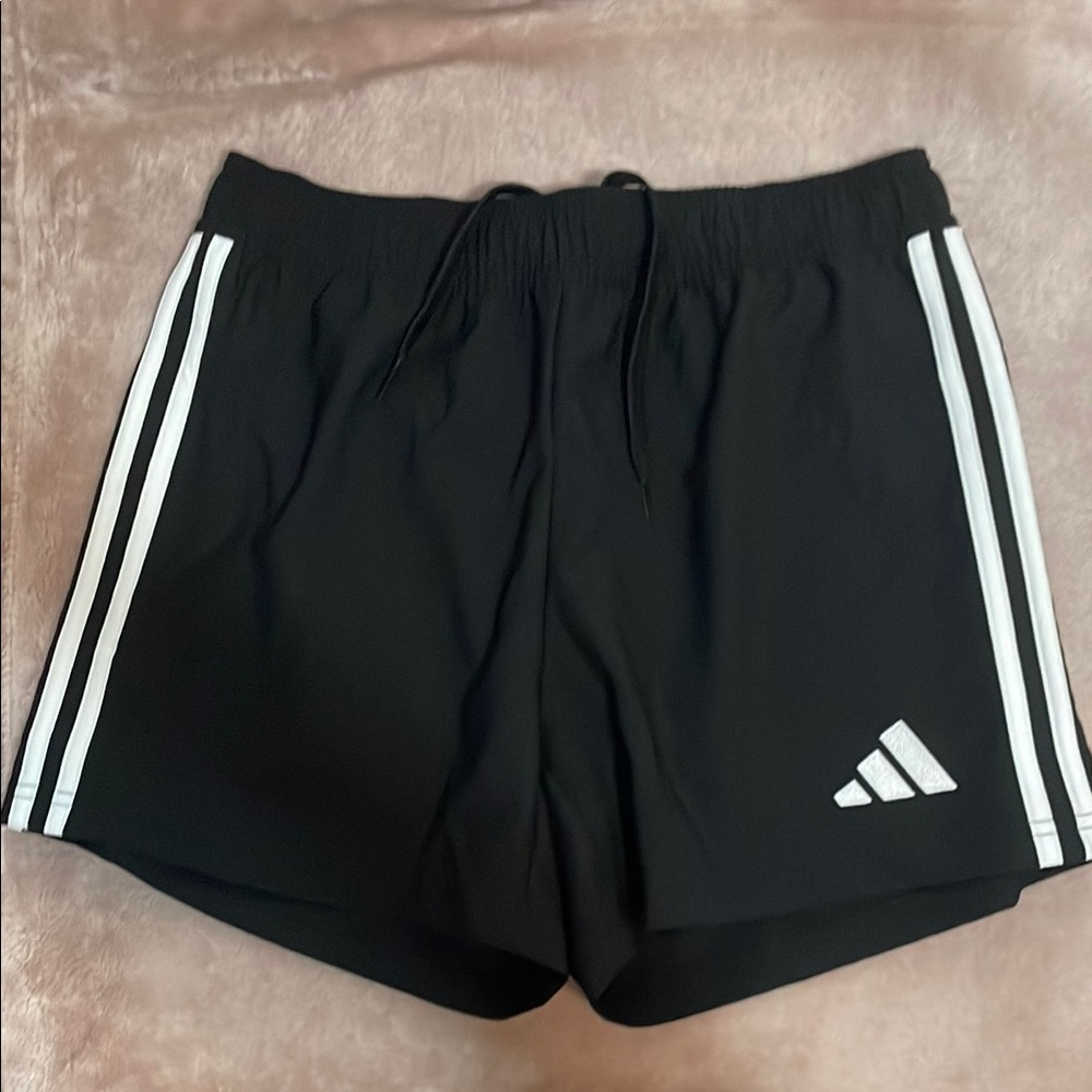 Adidas Black Shorts with White Triple Stripes